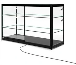 Alternative view of 60" Retail Display Case W/LED Side Lights, Sliding Door, Push-in Lock - Black